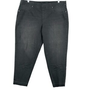 Terra & Sky Women Pull-on Black Denim Jeggings 2X (20W-22W) Stretch Raw Hem NWOT